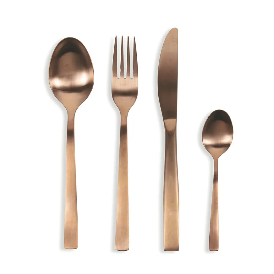 Ménagère Complète Design Acier Noir ou Cuivre 24 Pièces - Fayette Viadurini