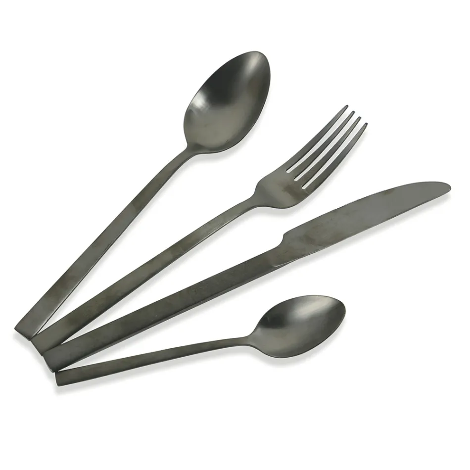 Ménagère Complète Design Acier Noir ou Cuivre 24 Pièces - Fayette Viadurini