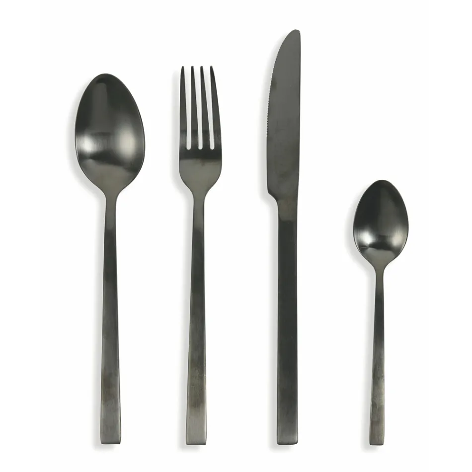 Ménagère Complète Design Acier Noir ou Cuivre 24 Pièces - Fayette Viadurini