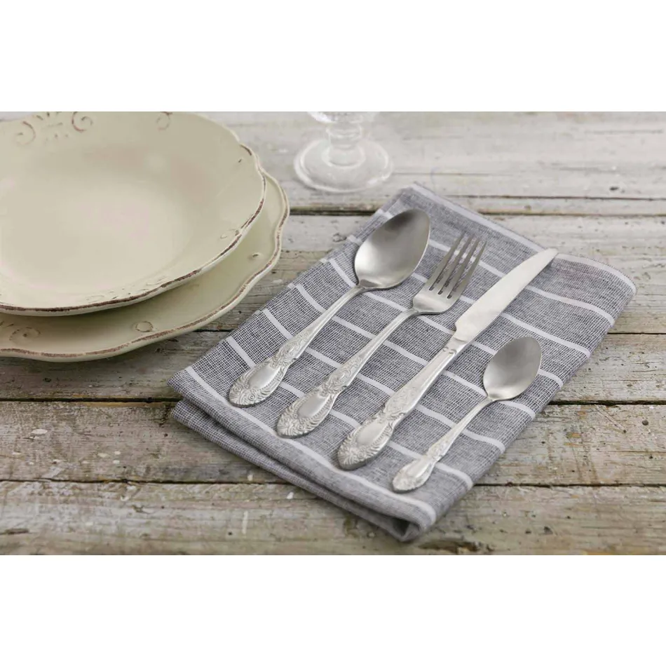 Couverts à service complet en acier satiné Design 24 pièces - Fantasy Viadurini