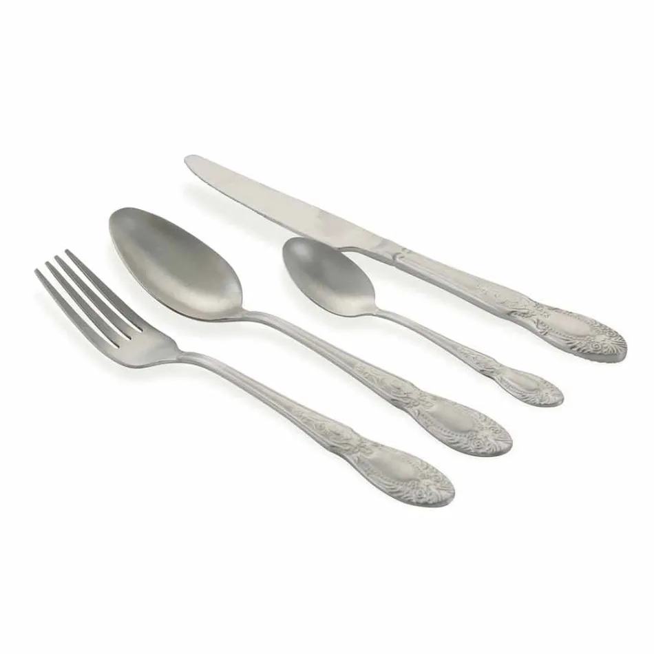 Couverts à service complet en acier satiné Design 24 pièces - Fantasiapos1 Viadurini