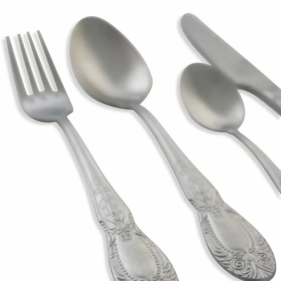 Couverts à service complet en acier satiné Design 24 pièces - Fantasiapos1 Viadurini