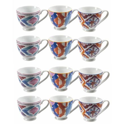Service complet de tasses à café en porcelaine décorée 12 pièces - Anfa Viadurini
