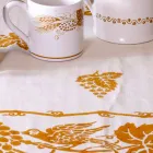 Service de petit déjeuner en lin avec pièce unique fabriquée à la main - Marques Viadurini