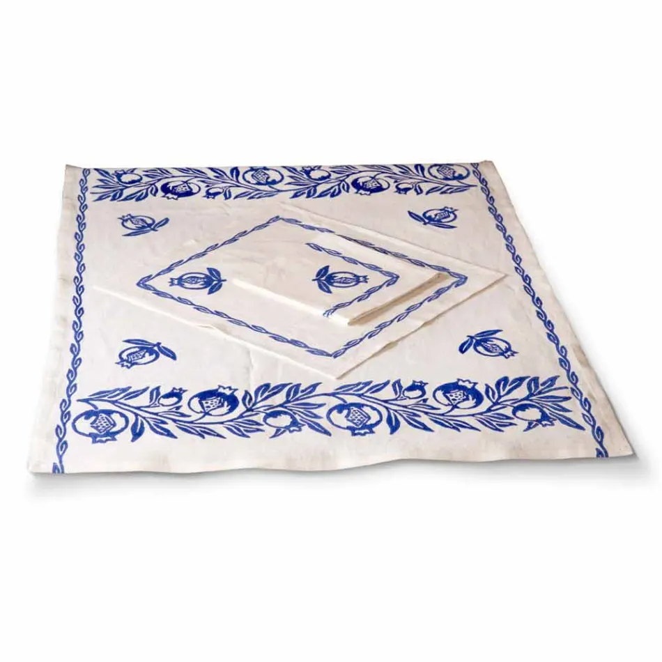 Service de petit déjeuner en lin avec pièce unique fabriquée à la main - Marques Viadurini