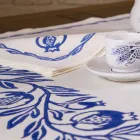 Service de petit déjeuner en lin avec pièce unique fabriquée à la main - Marques Viadurini