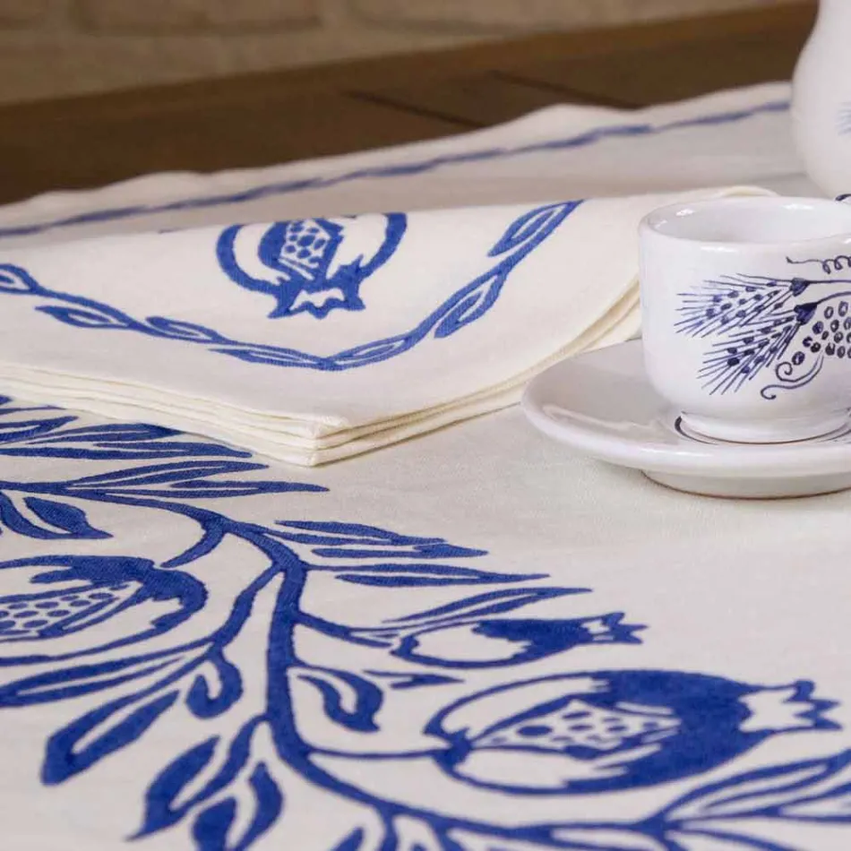 Service de petit déjeuner en lin avec pièce unique fabriquée à la main - Marques Viadurini