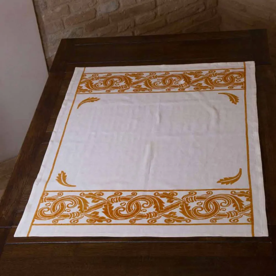 Service de petit déjeuner en lin avec pièce unique fabriquée à la main - Marques Viadurini