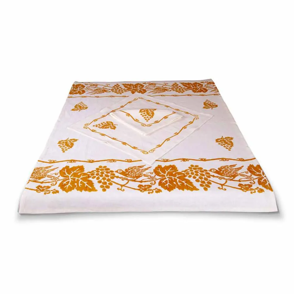 Service de petit déjeuner en lin avec pièce unique fabriquée à la main - Marques Viadurini