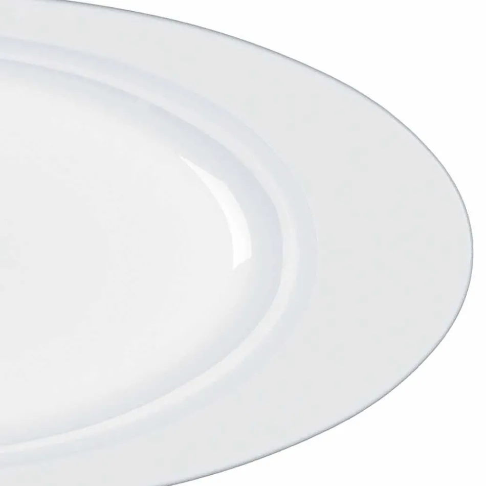 Ensemble de service ovale en porcelaine blanche moderne 2 pièces - Télescope Viadurini