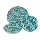 Service de table complet en porcelaine colorée 18 pièces - Indonésie Viadurini