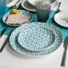 Service de table complet en porcelaine colorée 18 pièces - Indonésie Viadurini