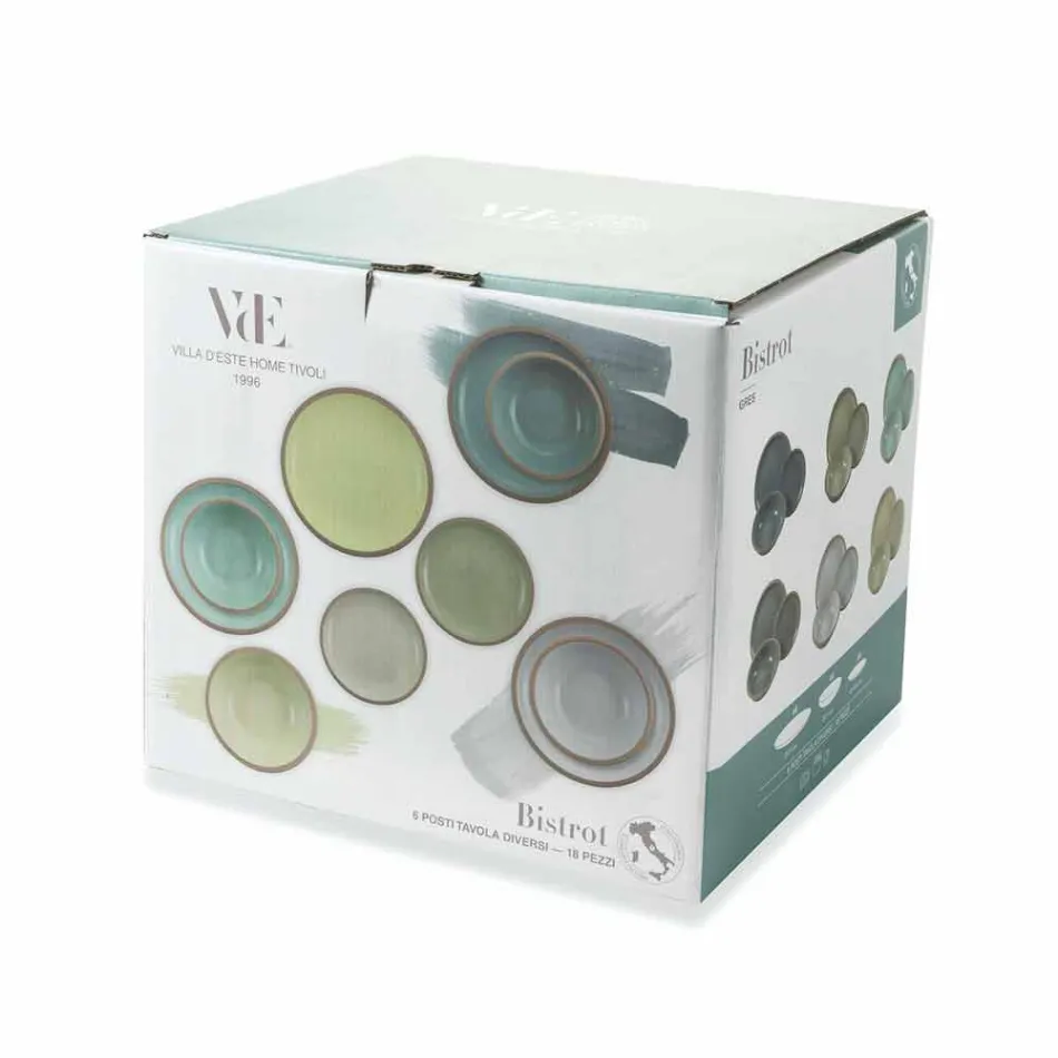 Service de vaisselle assiettes colorées design complet 18 pièces - Osteria Viadurini