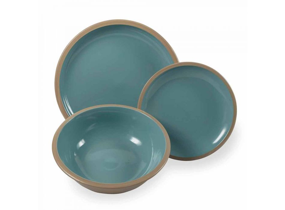 Service de vaisselle assiettes colorées design complet 18 pièces - Osteria Viadurini