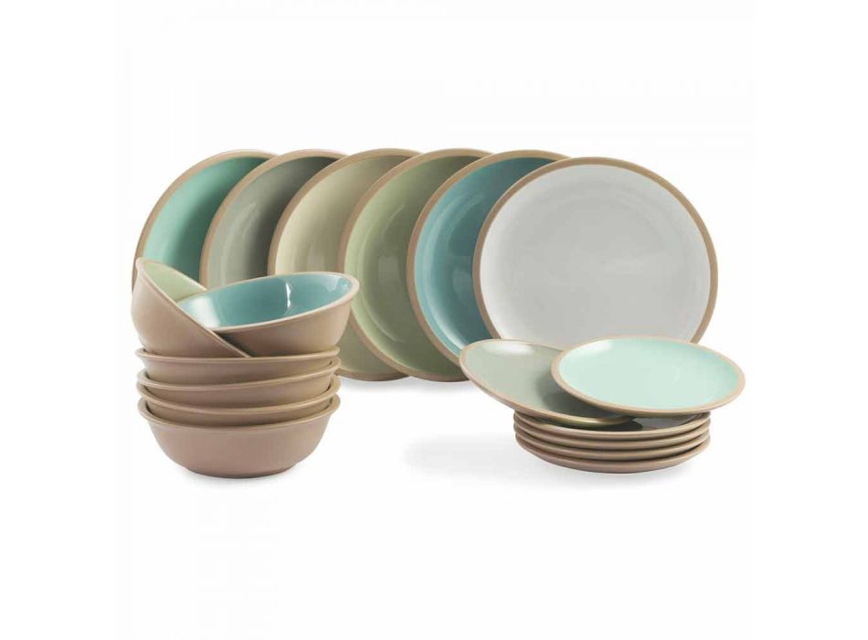Service de vaisselle assiettes colorées design complet 18 pièces - Osteria