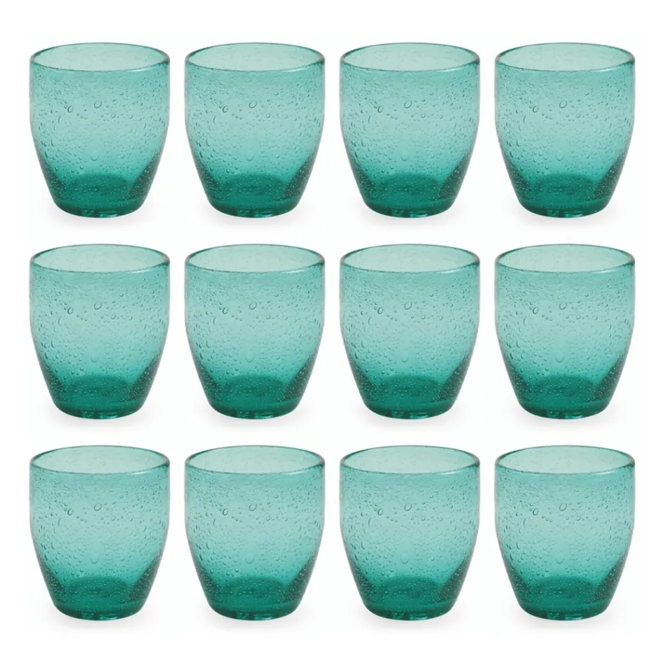 Coffret de 12 verres à eau en verre soufflé coloré - Guerrero Viadurini