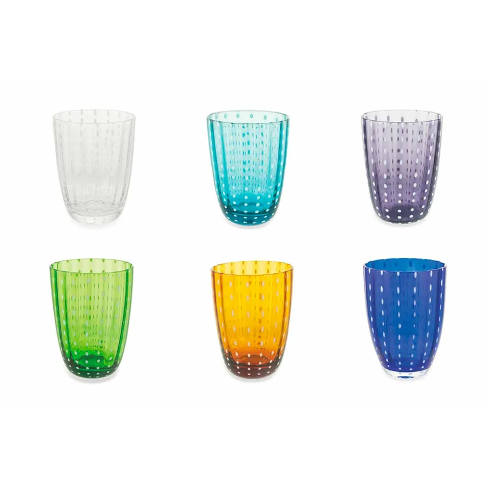 Ensemble de 6 verres design modernes en verre coloré pour l'eau - Botswana Viadurini