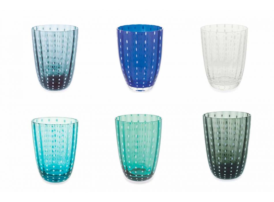 Ensemble de 6 verres design modernes en verre coloré pour l'eau - Botswana Viadurini