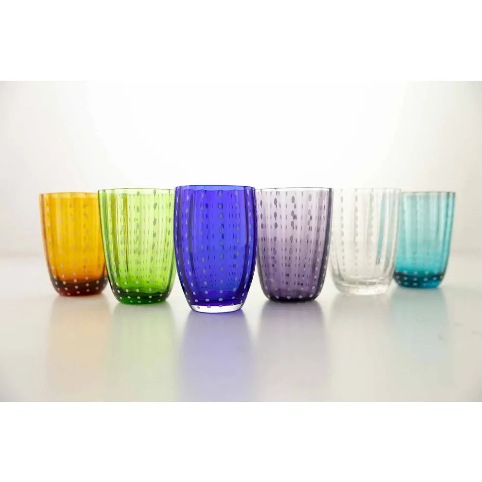 Ensemble de 6 verres design modernes en verre coloré pour l'eau - Botswana Viadurini