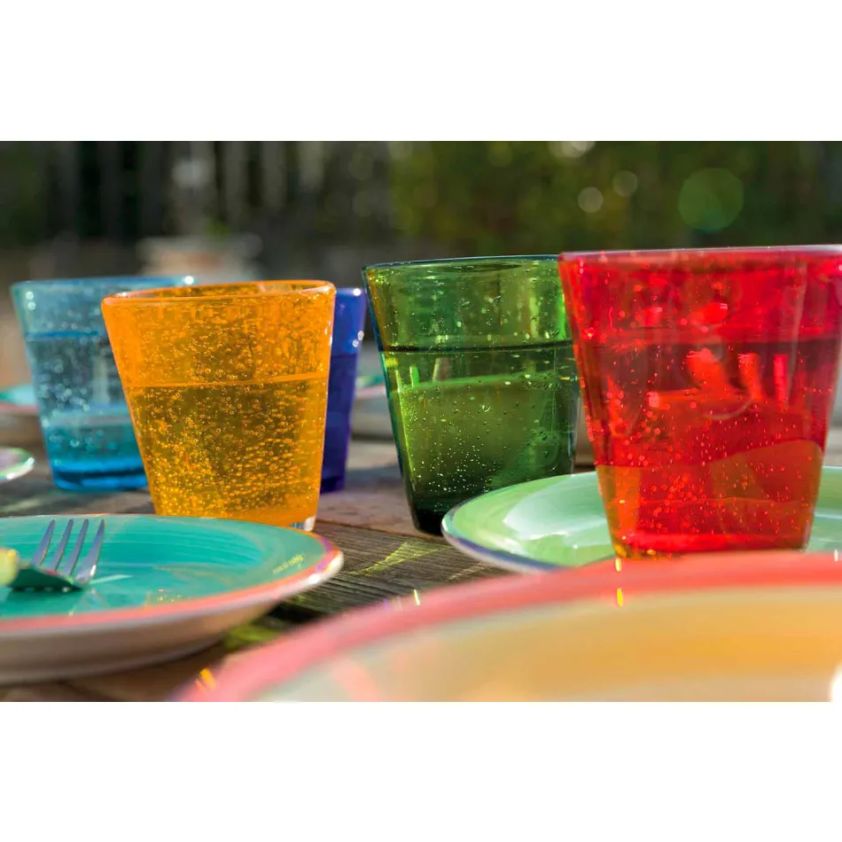 Ensemble de verres en verre soufflé colorés 12 pièces d'eau - Abruzzes Viadurini