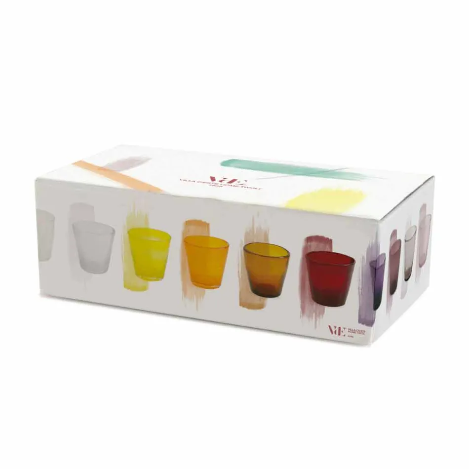 Ensemble de 6 verres colorés en verre soufflé des Abruzzes - Eau Viadurini