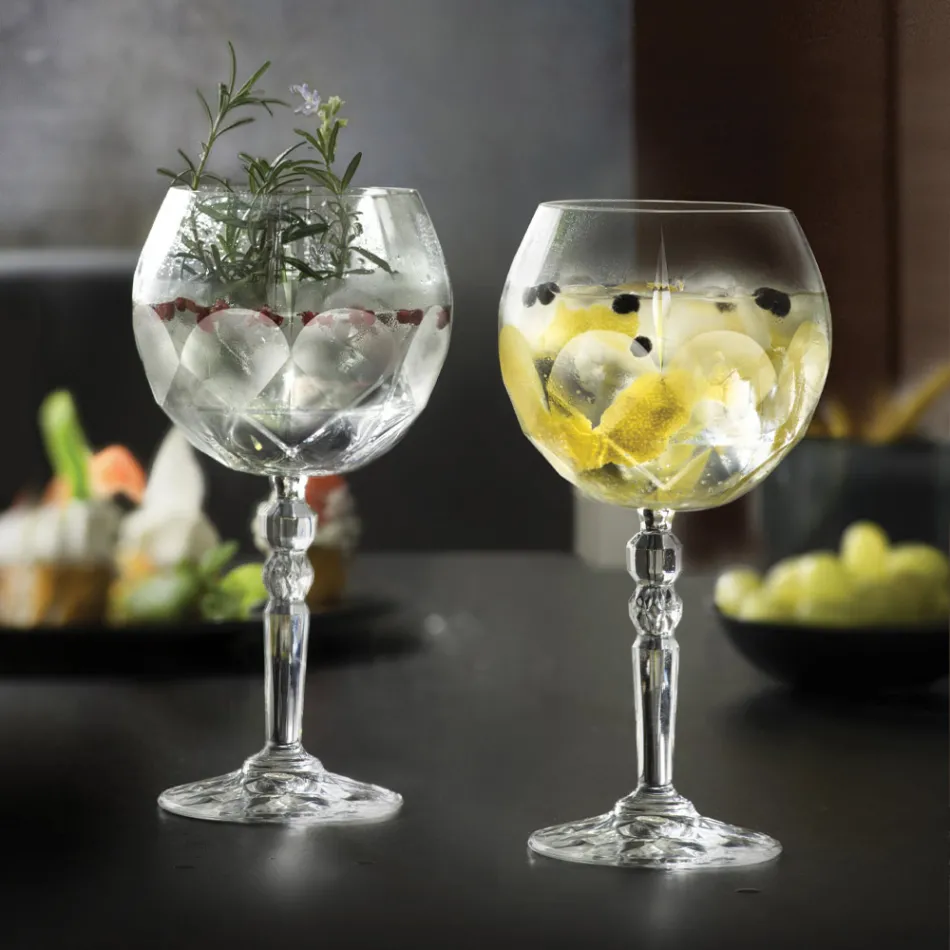 Service Verres à Cocktail Gin Tonic en Eco Crystal 12 Pcs - Bromeo Viadurini