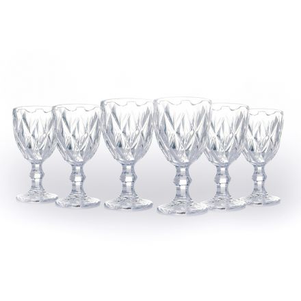 Ensemble de gobelets en verre transparent avec décorations 12 pièces - Renaissance Viadurini