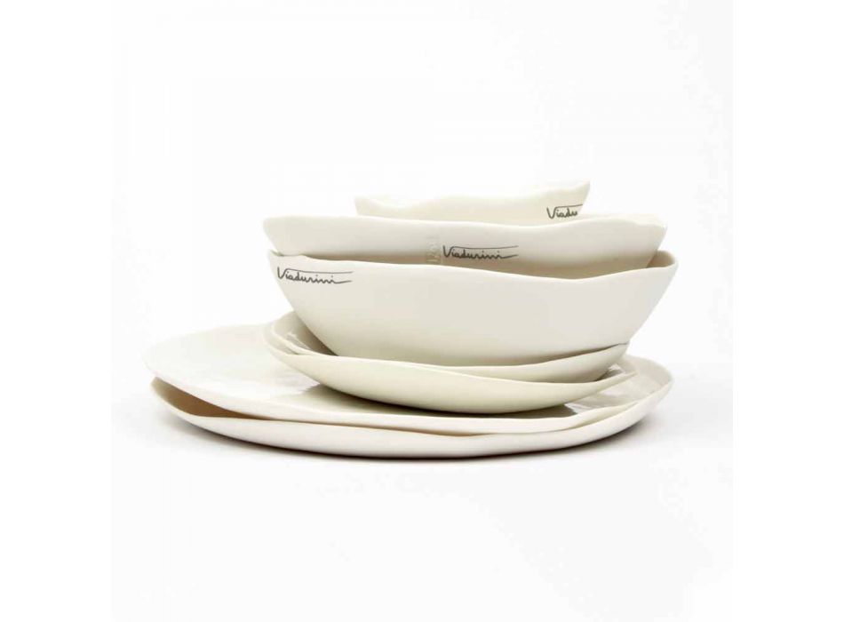 Service de vaisselle en porcelaine blanche Design de luxe 24 pièces - Arciregale Viadurini