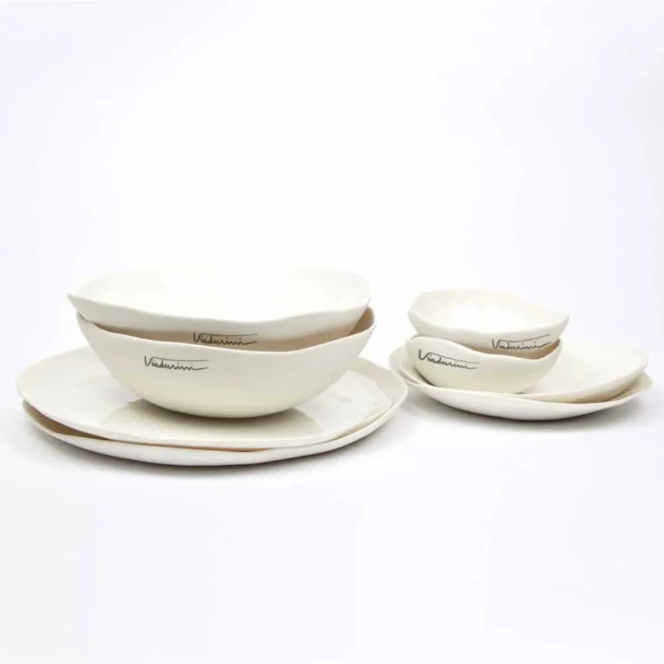 Service de vaisselle en porcelaine blanche Design de luxe 24 pièces - Arciregale Viadurini