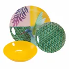 Service de vaisselle 18 pièces en porcelaine et grès design coloré - Tropycale Viadurini
