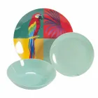 Service de vaisselle 18 pièces en porcelaine et grès design coloré - Tropycale Viadurini