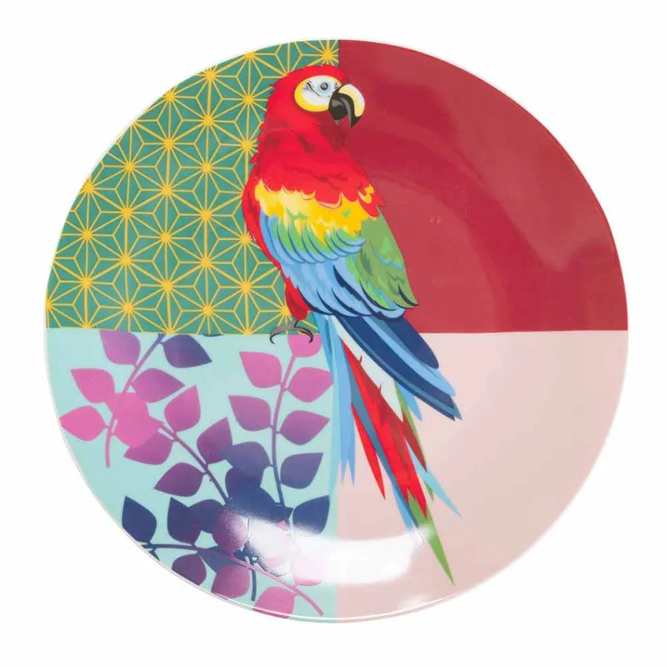 Service de vaisselle 18 pièces en porcelaine et grès design coloré - Tropycale Viadurini