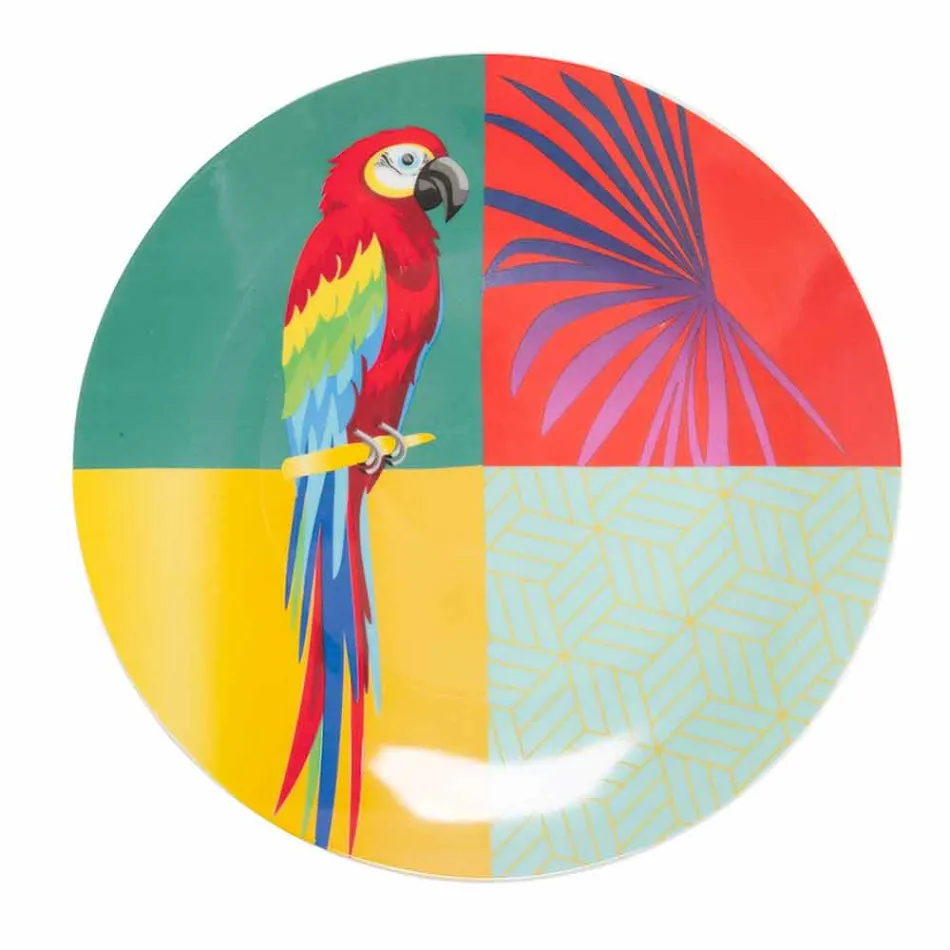 Service de vaisselle 18 pièces en porcelaine et grès design coloré - Tropycale Viadurini