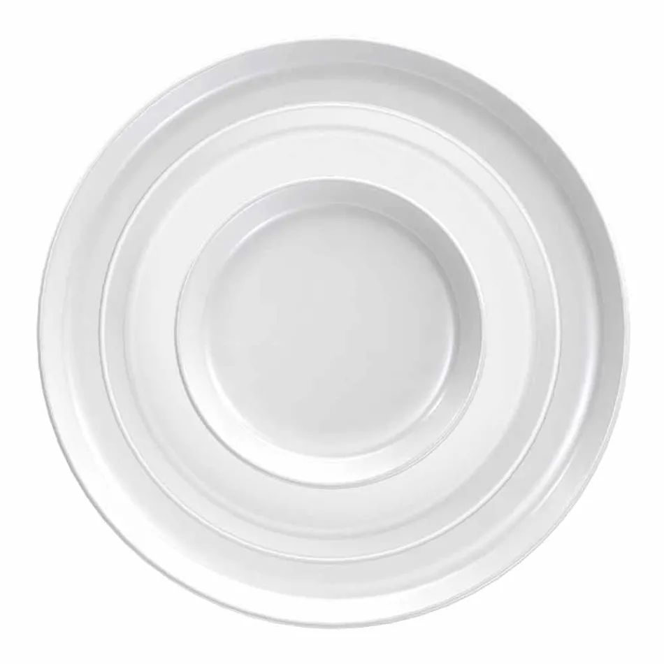 Ensemble d'assiettes en porcelaine de design moderne blanc 24 pièces - Arctique Viadurini