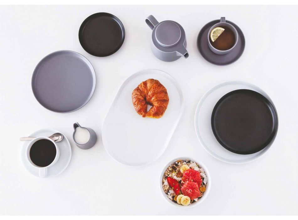 Ensemble d'assiettes en porcelaine de design moderne blanc 24 pièces - Arctique Viadurini
