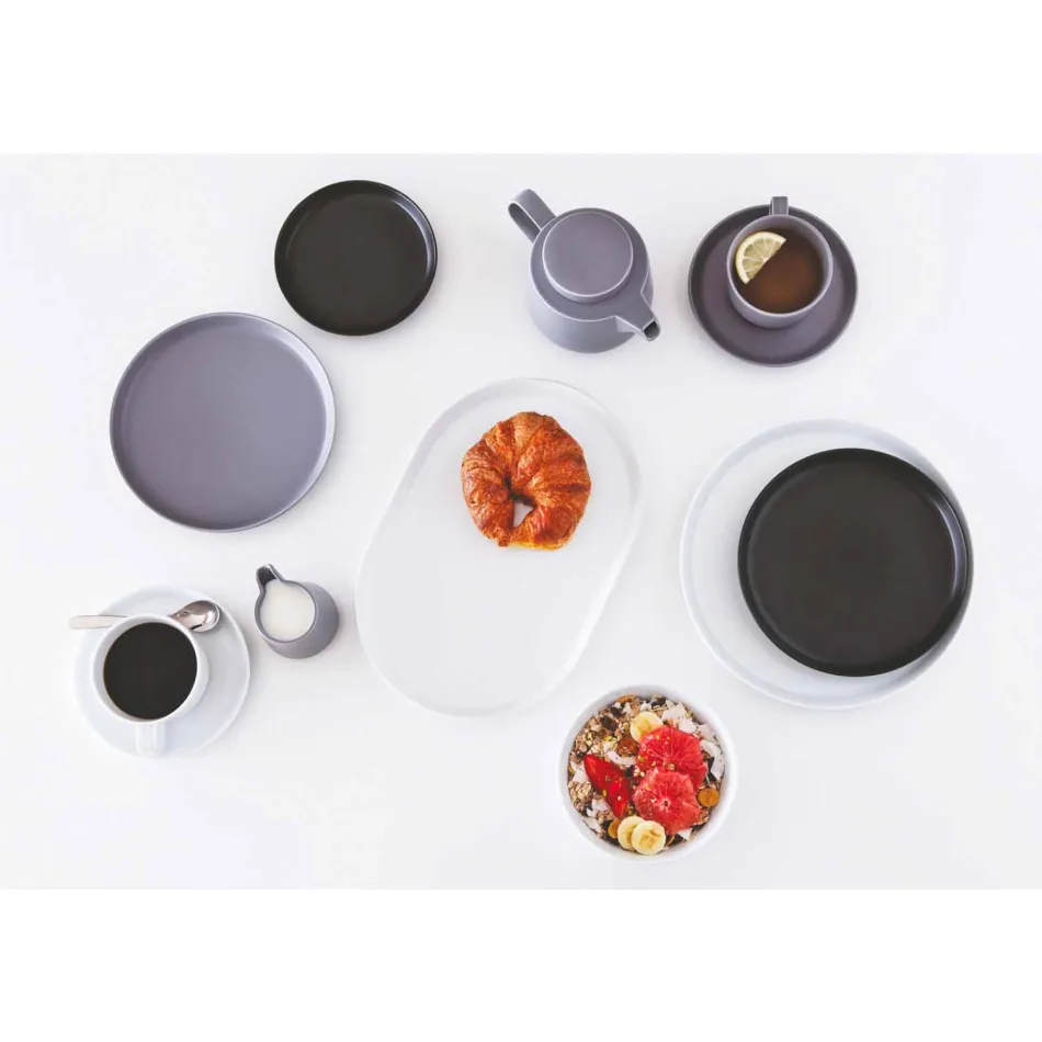 Ensemble d'assiettes en porcelaine de design moderne blanc 24 pièces - Arctique Viadurini