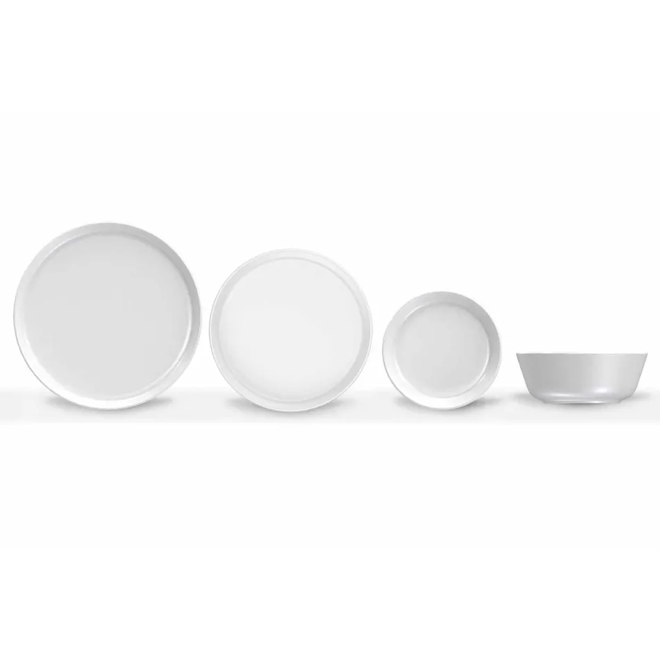 Ensemble d'assiettes en porcelaine de design moderne blanc 24 pièces - Arctique Viadurini