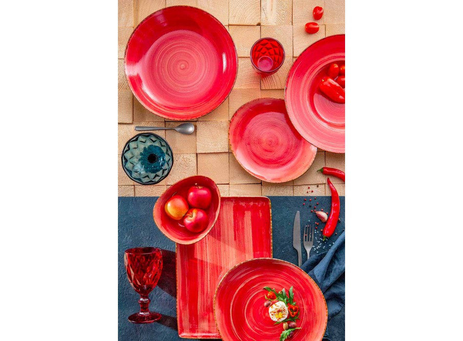 Ensemble de 16 plats design moderne en grès coloré élégant - Simba Viadurini