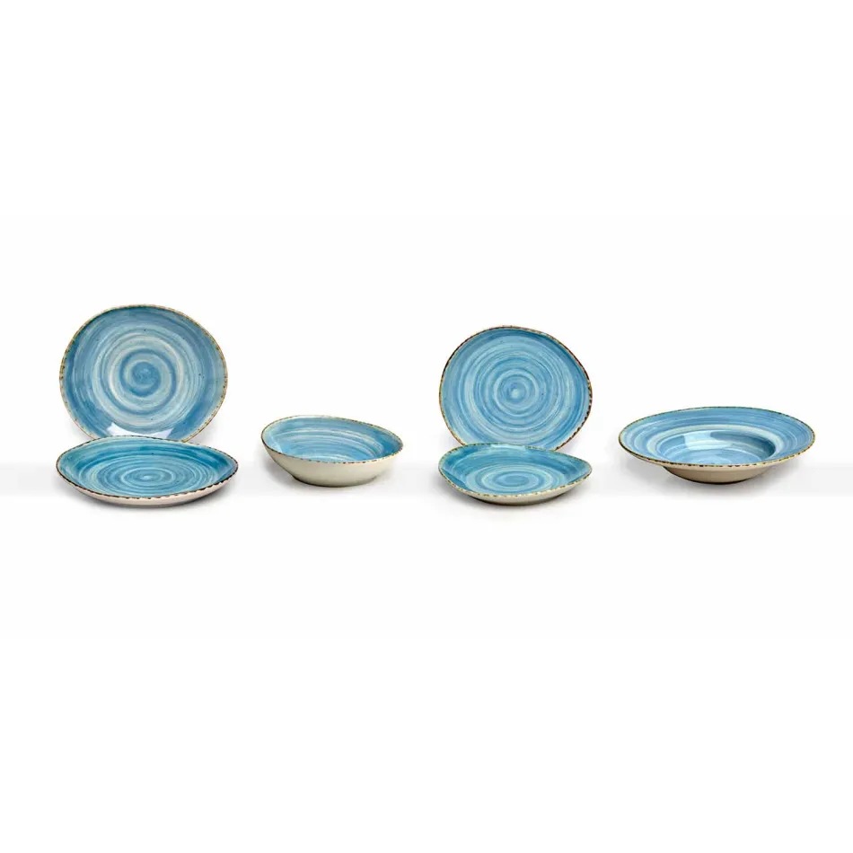 Ensemble de 16 plats design moderne en grès coloré élégant - Simba Viadurini