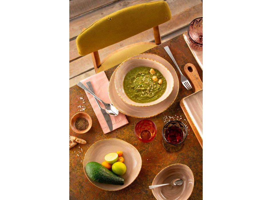 Ensemble de 20 assiettes colorées modernes en grès design élégant - Simba Viadurini