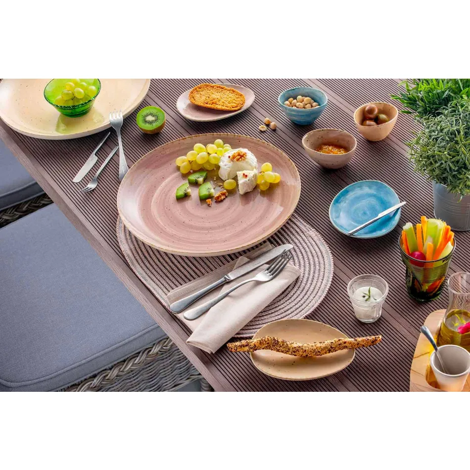 Ensemble de 20 assiettes colorées modernes en grès design élégant - Simba Viadurini