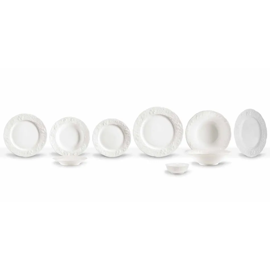 Ensemble de 27 assiettes design en porcelaine blanche élégante - Gimignano Viadurini