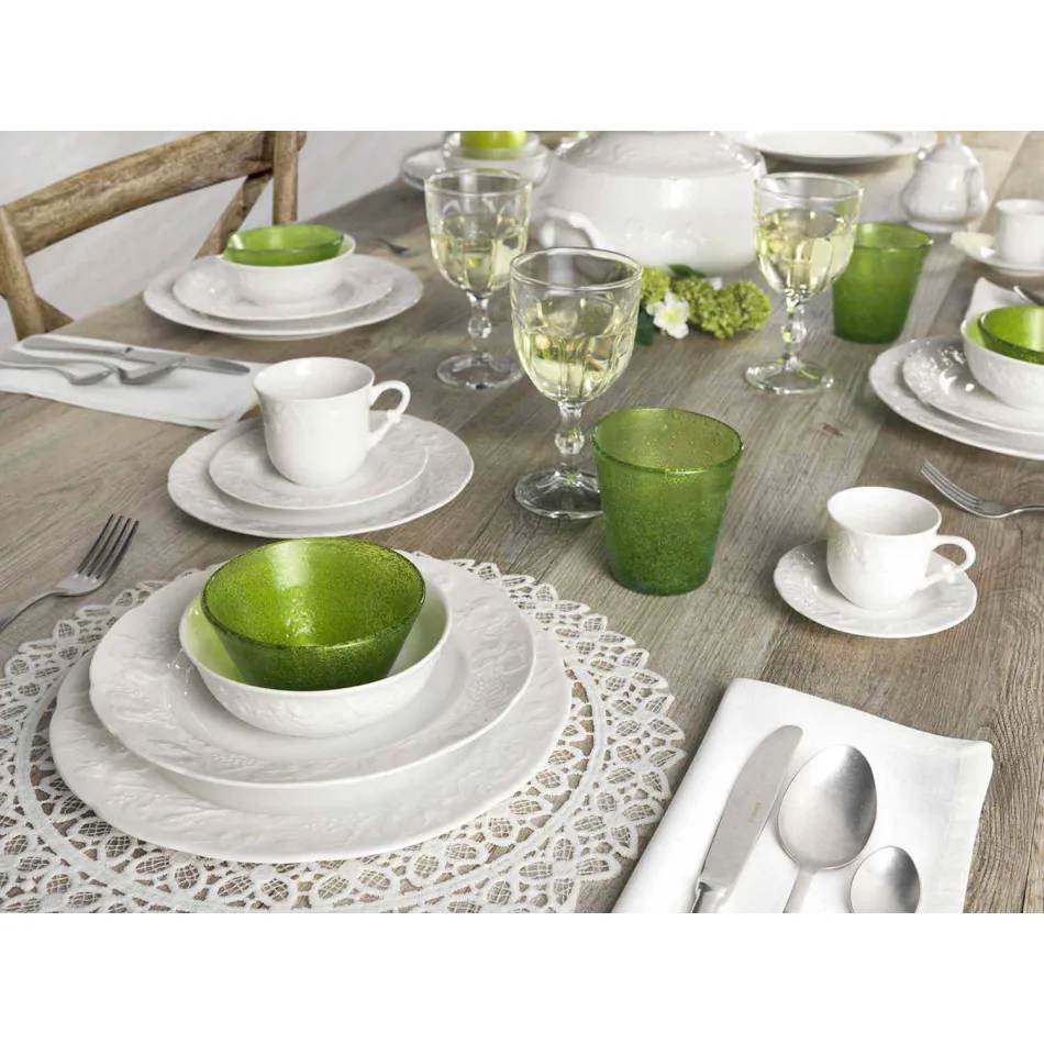 Ensemble de 27 assiettes design en porcelaine blanche élégante - Gimignano Viadurini