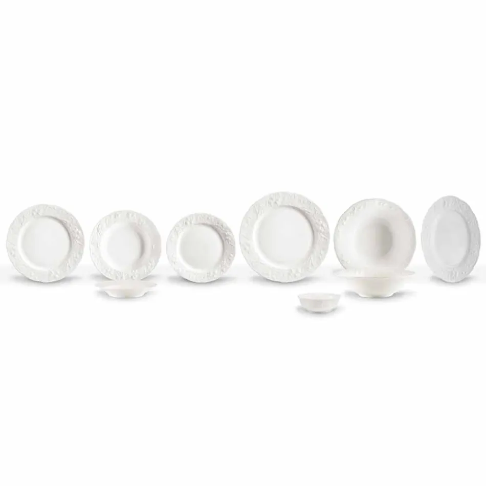 Ensemble de 27 assiettes design en porcelaine blanche élégante - Gimignano Viadurini