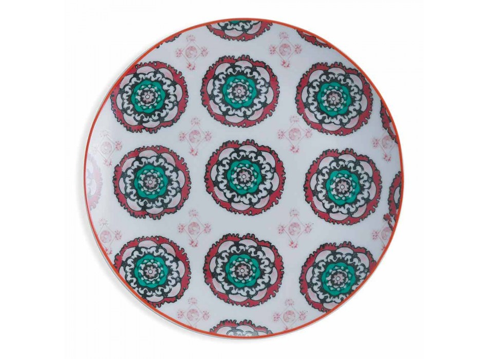 Assiettes Modernes Ethniques Colorées en Porcelaine et Grès 18 Pièces - Istanbul Viadurini