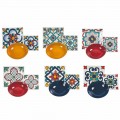 Service d'assiettes colorées modernes en grès et porcelaine 18 pièces - Iglesias