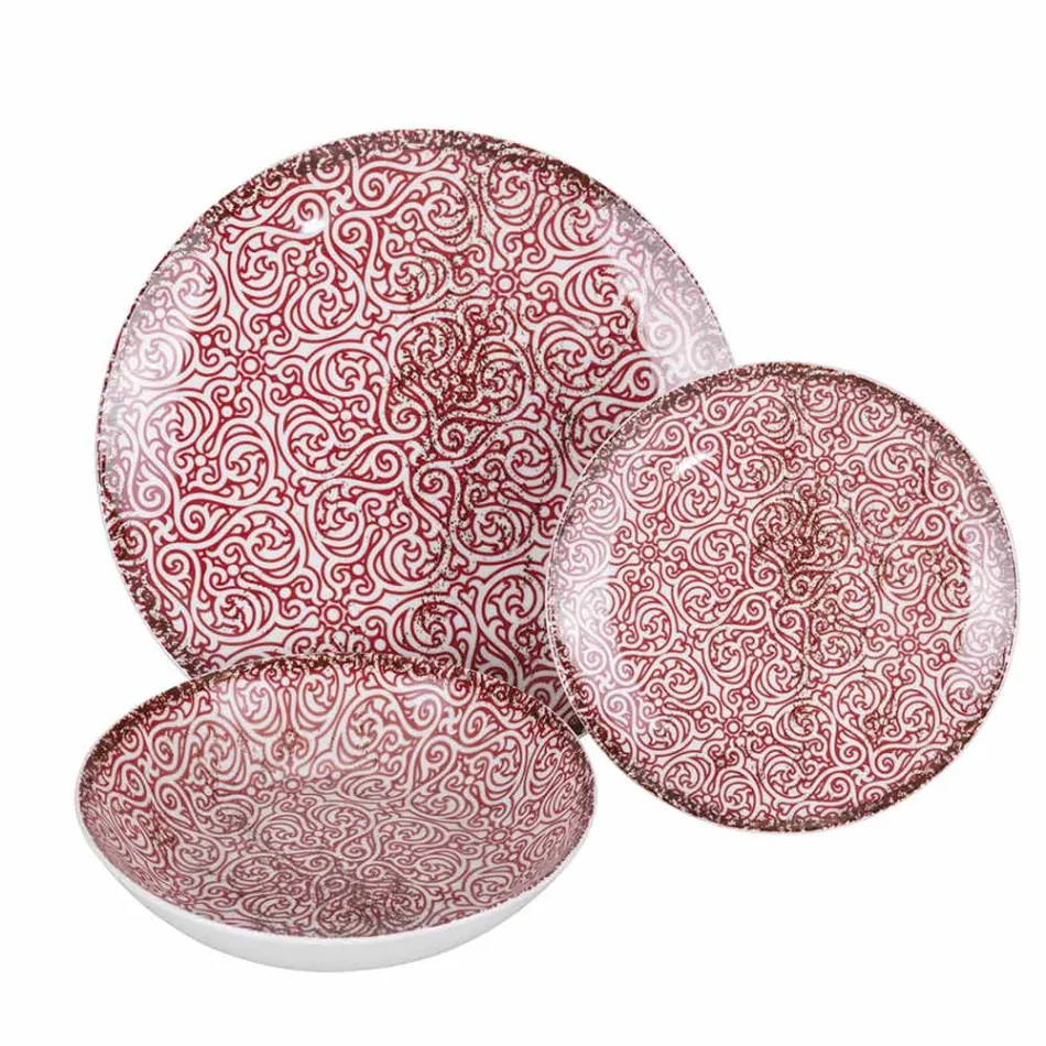 Service de table en porcelaine 18 pièces en 2 finitions différentes - Jamais Viadurini