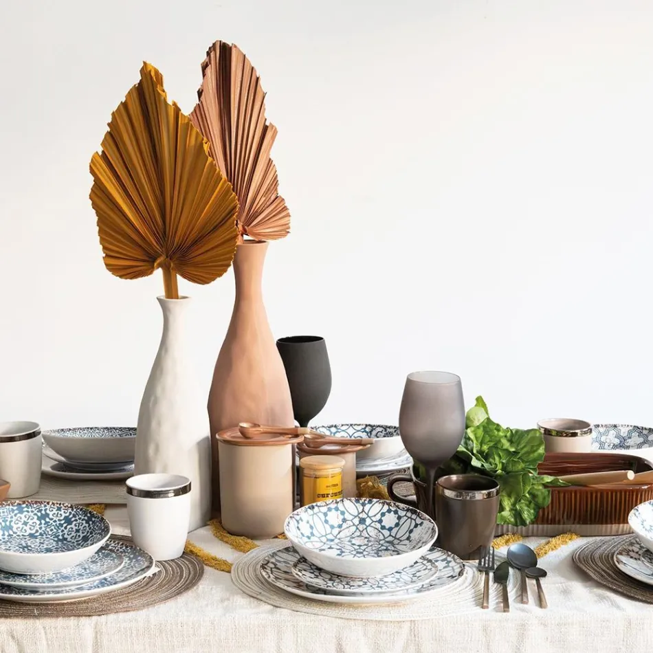 Service de table en porcelaine 18 pièces en 2 finitions différentes - Jamais Viadurini