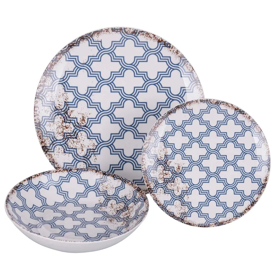 Service de table en porcelaine 18 pièces en 2 finitions différentes - Jamais Viadurini