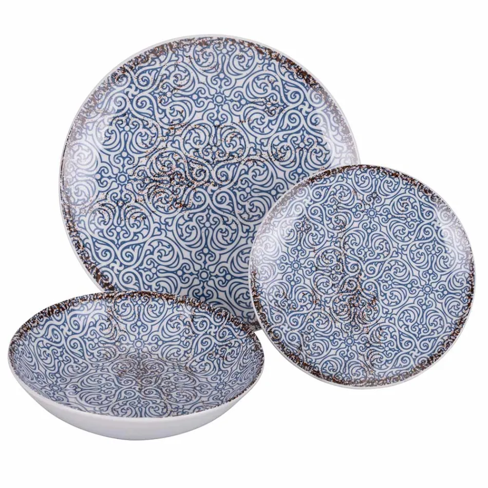 Service de table en porcelaine 18 pièces en 2 finitions différentes - Jamais Viadurini